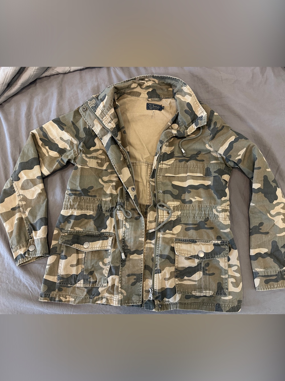 Ci Sono Women’s Camo Utility Jacket in Green and Tan